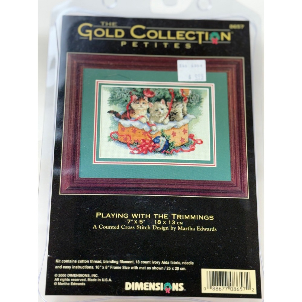 Vintage Dimensions Gold Collection Counted Cross Stitch Kit Kittens Christmas